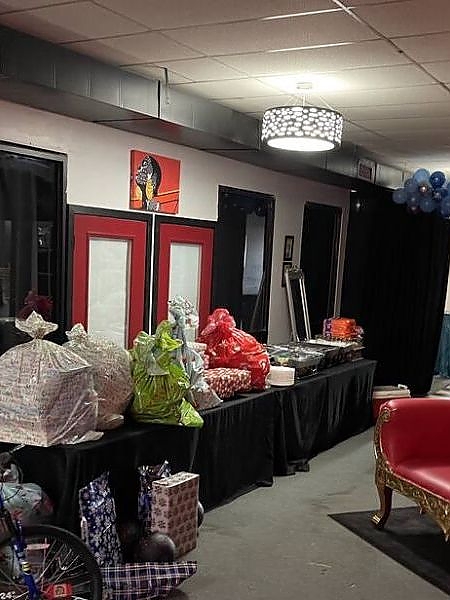  Distribution center with gifts wrapped and ready.